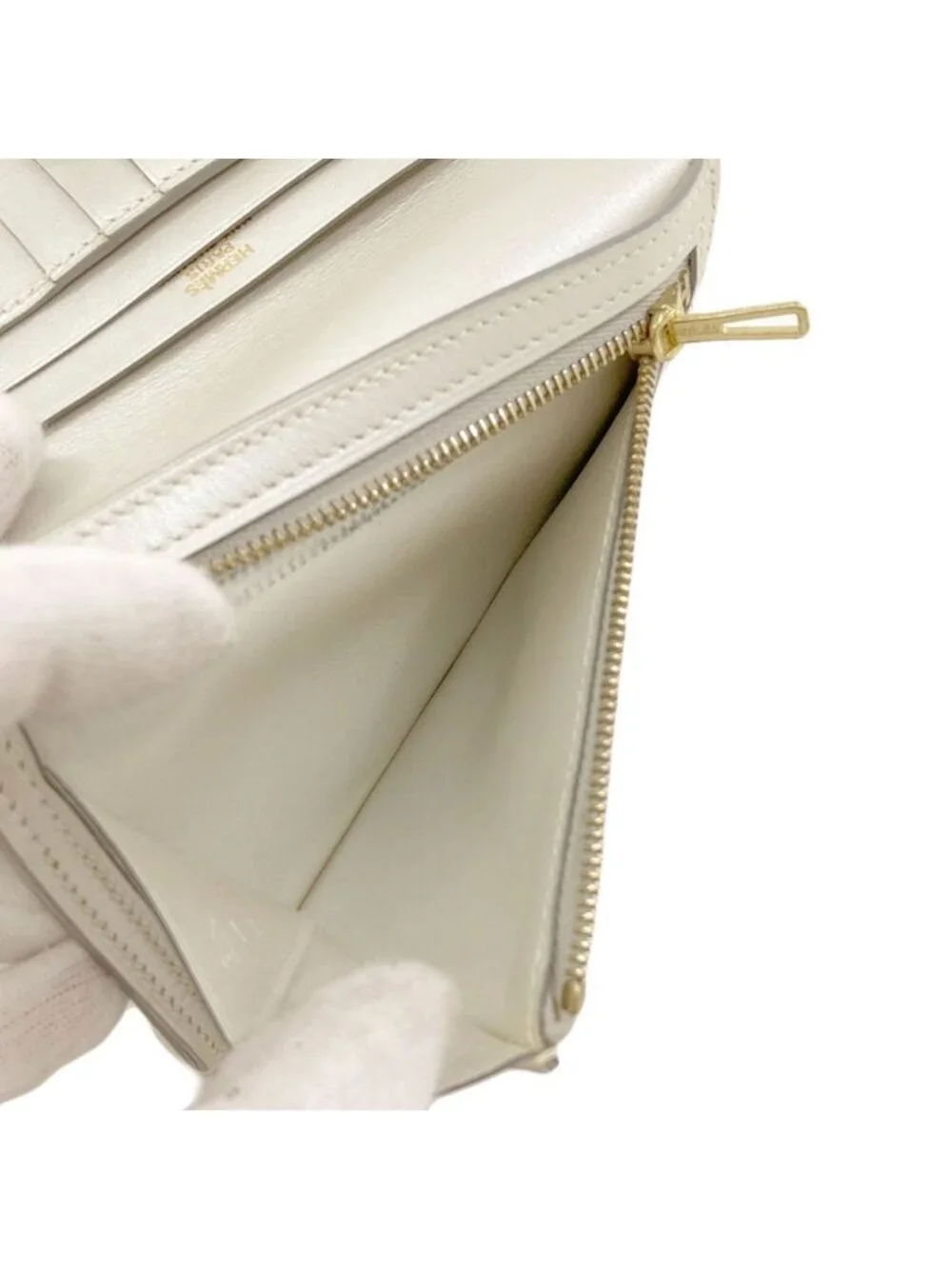 Hermes Bearn Compact Gold Bifold Wallet with Coin Pocket Box Calf